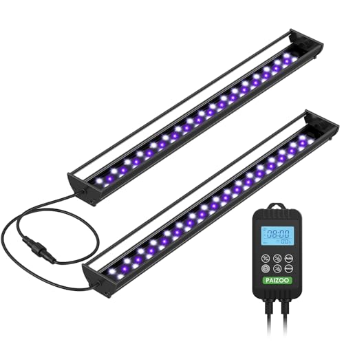 PAIZOO Reptile UVB Light for Reptiles, 2-in-1 LED Reptile Light Kit with LCD Controller, 4 Preset Modes Cover Ferguson Zone Great for Most Reptiles, Timer Reptile Lamp for Terrarium Accessories, 14W - size: PZUV-80B (2-Pack)