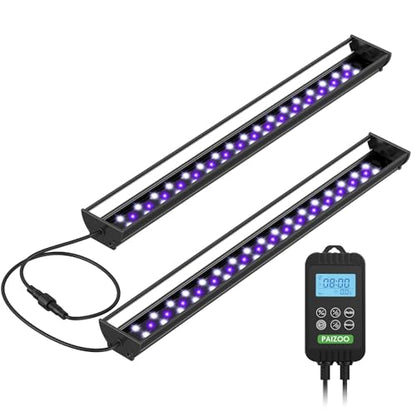PAIZOO Reptile UVB Light for Reptiles, 2-in-1 LED Reptile Light Kit with LCD Controller, 4 Preset Modes Cover Ferguson Zone Great for Most Reptiles, Timer Reptile Lamp for Terrarium Accessories, 14W - size: PZUV-80B (2-Pack)