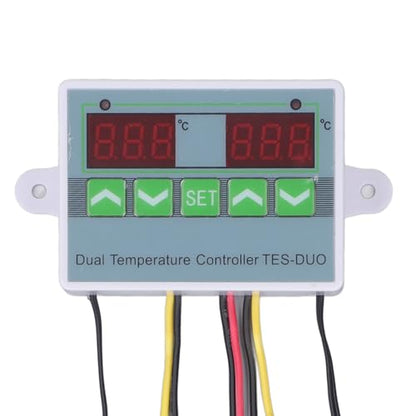 Dual Temperature Thermostat for Reptile Tank, -50℃ to 110℃ Digital Thermostat with Data Storage for Reptile Refrigerator Freezer (DC12V)