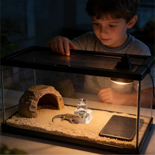 Automatic Reptile Feeder - Reptile Automatic Dish, Crab Water Dispenser | ABS, Bearded Dragon Water Bowl Food Container for Lizard Chameleon Snake Frog Hermit Crab Amphibian Habitat - color: White