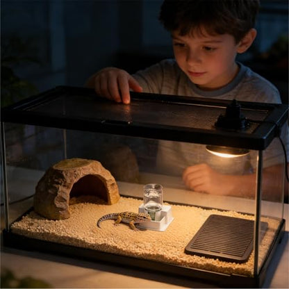Automatic Reptile Feeder - Reptile Automatic Dish, Crab Water Dispenser | ABS, Bearded Dragon Water Bowl Food Container for Lizard Chameleon Snake Frog Hermit Crab Amphibian Habitat - color: White