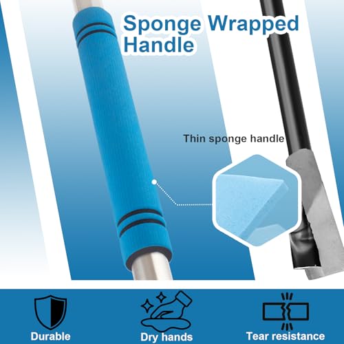 Snake Grabber Reacher Tool, 69" Snake Catcher Tongs Long Handle Heavy Duty Reptile Rattlesnake Catch Tongs Snake Tool Wide Jaw Stainless Steel Sponge Wrapped Handle (Blue)