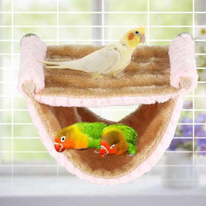BWOGUE Winter Warm Bird Nest Bed Hanging Hammock Snuggle Hut Parrot House Tent Toy Bird Cage Perch for Parakeet Budgies Cockatiels Lovebird Cockatoo Finch Hamster Chinchilla Guinea Pig(Medium, Pink) - color: Pink, size: Medium (9"x7.2")
