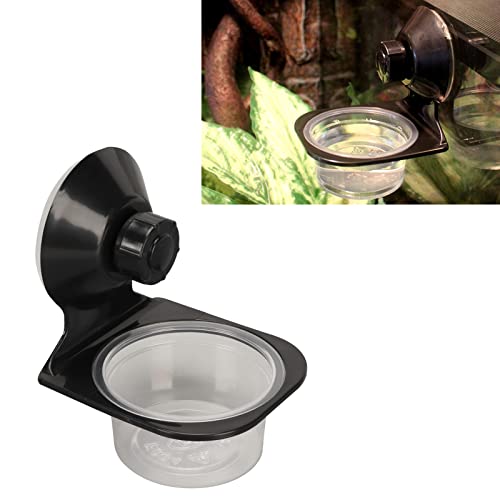 Naroote Crested Gecko Food Dish, Reptile Water Food Feeder Pot, Hanging Transparent Reptile Food Water Bowl Gecko Food Cups with Suction Cup for Pet Food and Water Feeding (Single Bowl)
