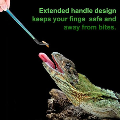 LveSunny 3PCS Stainless Steel Reptile Feeding Tongs, Reptile Tweezers Set with 10.6" Straight & Curved Rubber Tips, Feeding Tongs for Reptiles and Feeding Accessories for Aquarium & Terrarium