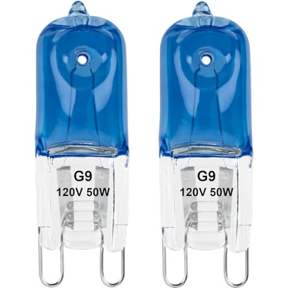 G9 Heat Lamp Bulbs for Reptile,Day Blue, Mini Halogen Bulb 50W, Infrared Reptile Heat Lamp for Bearded Dragon Gecko Turtle Lizard, Pack of 2 - size: 50W-2Pcs