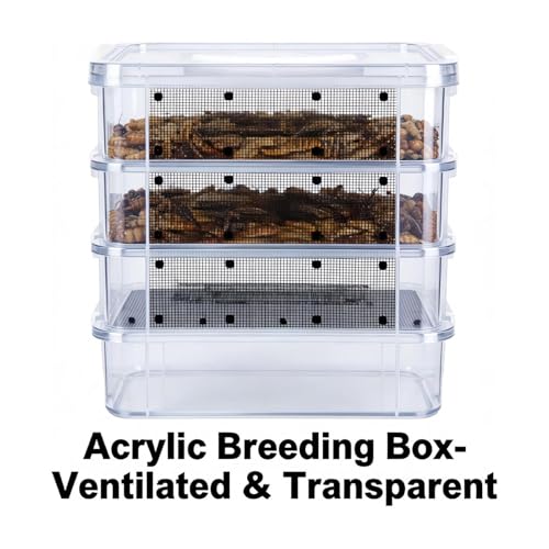 Mealworm Breeding Kit - Aluminum, Waterproof Clear Mesh Habitat, Four Layer Farm Container | Reuseable Breeding System with Zipper Handle, Indoor Outdoor Habitat for Birds, Reptiles