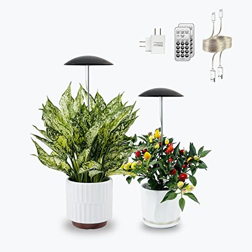 LED Grow Lights for Indoor Plants 2 Pack, Smart USB Small Full Spectrum Plant Lights with Remote, Height Adjustable, Auto On/Off Timer, Ideal for Home Decoration, Black - color: Black