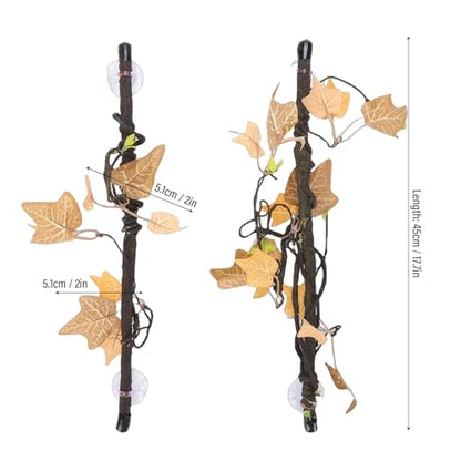 Reptile Climbing Branches 2pcs with Suction Cups, Realistic Plastic Bendable Jungle Vines Terrarium Decor for Bearded Dragon Lizard Snake Tank Accessories