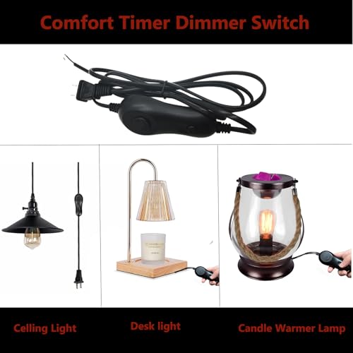 TWDRTDD Replacement Lamp Cord with Lamp Dimmer Switch,Timer Dimmers, DIY lamp Wiring kit with Timer Dimmers Switch for Dimmable Lights and Incandescent Bulbs,6 ft Extension Cord (1, Black)