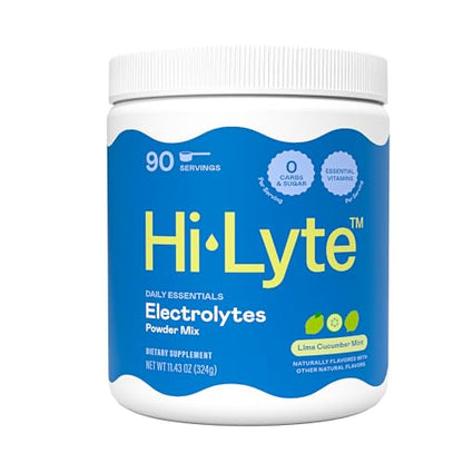 Hi-Lyte Daily Essentials - Electrolytes Powder Mix - Lime Cucumber Mint - Sodium, Potassium, Magnesium, Vitamins - Hydration Support for Fasting - No Sugar, No Carbs, Clean Ingredients - style: Lime Cucumber Mint - 90 Servings