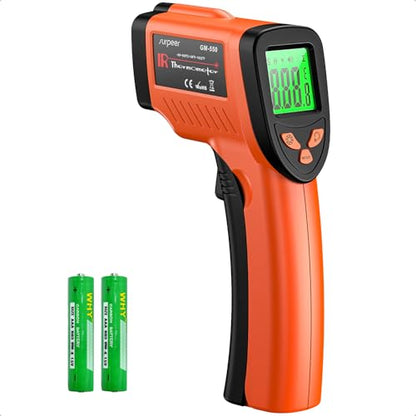12:1 Infrared Thermometer Temperature Gun, Non-Contact Digital Laser IR Temp Gun (-58°F to 1022°F / -50°C to 550°C), for Cooking, Pizza Ovens, BBQ, Grilling, and Reptiles