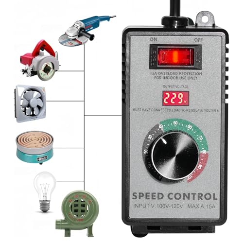 AC Motor Speed Controller 15 A 4000 W Variable Fan Dimmer Switch with LED Display, Heavy Duty for Power Tools, Drill, Fan, Heater (110-120 V US Standard)