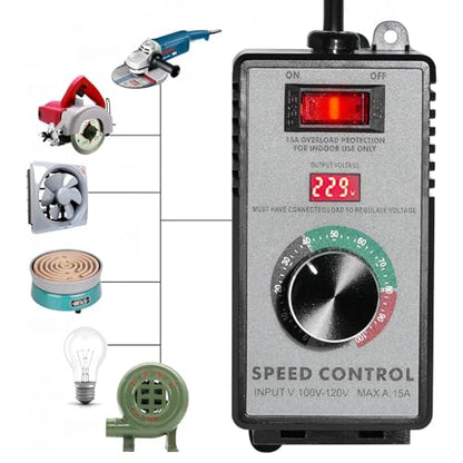 AC Motor Speed Controller 15 A 4000 W Variable Fan Dimmer Switch with LED Display, Heavy Duty for Power Tools, Drill, Fan, Heater (110-120 V US Standard)