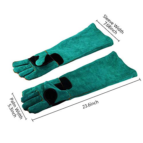 YBB Animal Handling Anti-bite/Scratch Gloves for Dog Cat Bird Parrot Pet (Green) - color: Dark Green