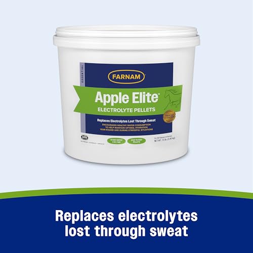 Farnam Apple Elite Electrolyte Supplement for Horses, Replaces Vital Minerals, for Hydration, No Added Sugar, Horse Supplements with Sodium, Potassium, Calcium & Magnesium, 7.5 lb, 40 Day Supply - size: 7.5 pounds