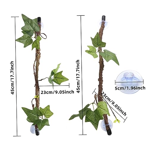 2Pcs Reptile Vines Terrarium Branch Suction Cups Artificial Climbing Simulation Plant for Lizards Snakes and Frogs PET Habitat Decor