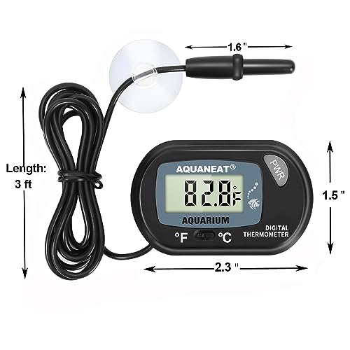 AQUANEAT Aquarium Thermometer, Fish Tank Thermometer, Digital Temperature Test, with Large LCD Display (6 Packs) - size: 6 Packs