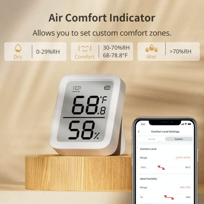 SwitchBot Thermometer Hygrometer, Bluetooth Indoor Humidity Meter for Home, Temperature Sensor with App Control, Large LCD Display, Notification Alerts (Meter Plus *2+Hub mini) - color: Meter Plus *2+Hub mini
