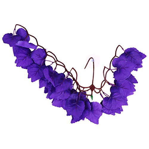 balacoo Reptile Plants Hanging Terrarium Plant with Suction Cup for Bearded Dragons Lizards Geckos Snake Pets and Hermit Crab Fish Tank Habitat Decorations (Purple)