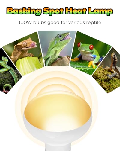 Reptile Heat Lamp, Simulate Natural Sunlight Heat Light Bulbs 2 Pack 75W Amphibians Basking Heat Lamp Bulbs for Reptiles, Bearded Dragon, Lizard, Turtle, Chicken