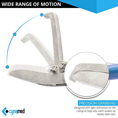 Cynamed 43" Long Reach Snake Tongs Reptile Grabber Catcher, Stainless Steel & Wide Jaw Pick-up Handling Tool