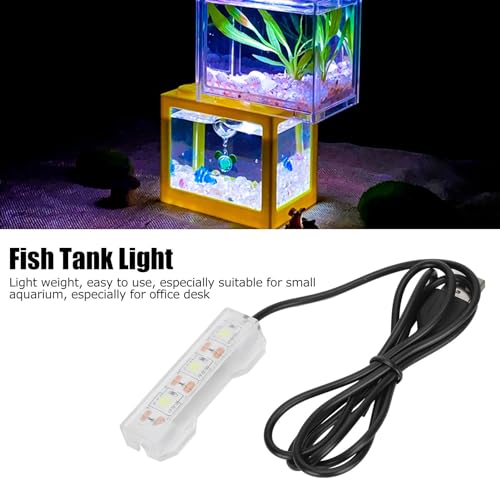 Soft LED Aquarium Plant Light, 5V 0.6W USB 2.0 Mini Aquarium Lamp, LED Desktop Fish Tank Light with 3.28ft Cable, White Lighting Small Water Plant Light for Plant Grow