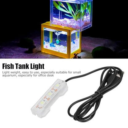 Soft LED Aquarium Plant Light, 5V 0.6W USB 2.0 Mini Aquarium Lamp, LED Desktop Fish Tank Light with 3.28ft Cable, White Lighting Small Water Plant Light for Plant Grow