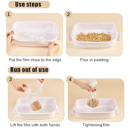 Ouliget Disposable Rabbit Cage Liner Bag with Elastic,Portable Large Size Pet Litter Box Tidy Bags,Small Animal Universal Toilet Film for Bird Hamster Cat Hedgehog,50 Pieces