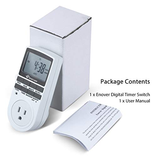 7 Day / 24 Hour Programmable Digital Weekly Light Switch Timer Plug for Electrical Outlet with Anti-theft Random Option (15A/1800W,1Pack)