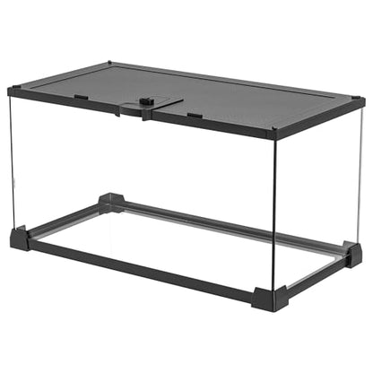 Reptile Terrariums Mini Glass Tank 12" x 8" x 6" Habitat, Top-Opening Mesh Lid with Latch, 360° Clear View, Ventilated Enclosure for Jumping Spiders, Tarantulas, Froglets & Isopods - size: 12" x 8" x 6"