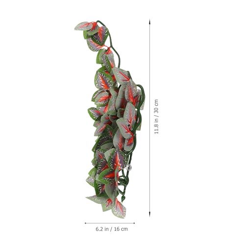 Happyyami 3pcs Artificial Reptile Plant Ornaments with Suction Cups, Simulation Fake Climbing Leaves for Terrarium Habitat Decor, Lifelike Green Foliage for Lizard and Amphibian Tanks