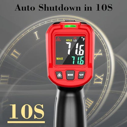 FKM Infrared Thermometer Gun,Non Contact Laser Thermometer Gun for Industrial,HVAC,Engine,Kitchen Cooking,Digital IR Temperature Gun -58°F~1112°F(-50°C~600°C) Adjustable Emissivity,Not for Human - color: Red