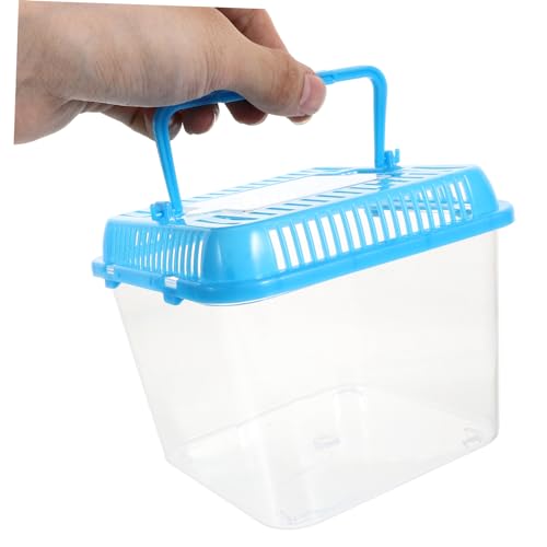 2pcs Transparent Reptile Feeding Box Tortoise Tank Aquarium for Snakes Crabs and Pets Easy to Clean Breeding Container Lid Color