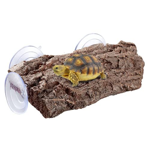 BigTron Turtle Floating Basking Platform - Artificial Bark Decor, Ideal for Aquariums, Terrace Fish Tanks, 3 pcs Suction Cups Included for Easy Installation Resting Terrace for Terrapins (Brown) - color: 8.6*5.1*1.6 Inches Brown