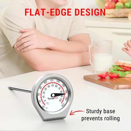 TempPro Dial Instant Read Meat Thermometer for Cooking, Grill Food Thermometer with Glass Lens, Portable Kitchen Thermometer for Liquid, Steak, Turkey Temp Checking (Previously ThermoPro) - size: Analog
