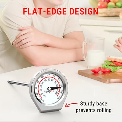 TempPro Dial Instant Read Meat Thermometer for Cooking, Grill Food Thermometer with Glass Lens, Portable Kitchen Thermometer for Liquid, Steak, Turkey Temp Checking (Previously ThermoPro) - size: Analog