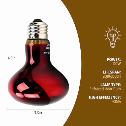 Dual Reptile Light Fixture Kit with 100W UVA Basking Bulb & 100W Infrared Heat Lamp,2-in-1 Deep Dome Day & Night Heating Combo for Bearded Dragon Turtle Snake Terrarium with Independent Switches