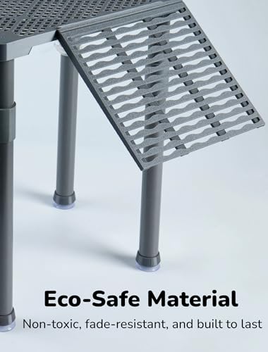 Large Wide Turtle Basking Platform with Built-in Food Tray, Zero Zip-Tied, Non-Slip Ramp, Resting Turtles Dock, for 50–120 Gallon Aquariums(14-in Width) Spacious Multi-Turtle Tank Accessories - size: Large（12.6×8.6inches）