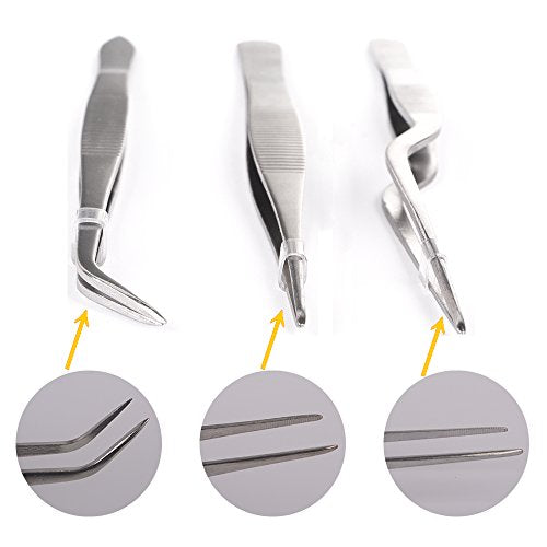 Kitchen Cooking Tweezers Culinary,3 Piece Set Stainless Steel Tweezer Precision Tongs Offset Tip for Cooking Food Design styling(6.3-Inch)