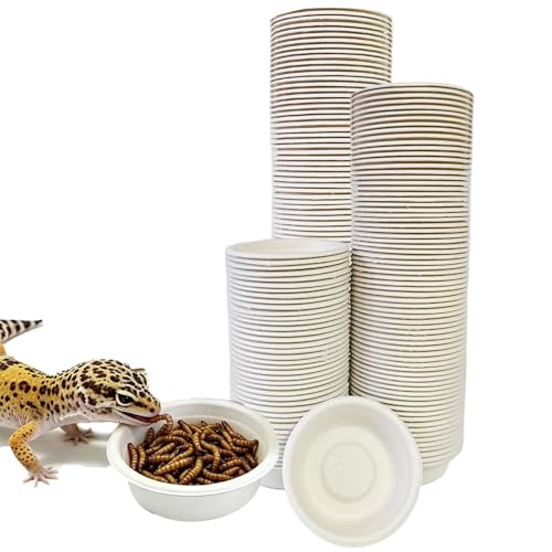 Tfwadmx 200Pcs Paper Gecko Feeding Cups,Samll 1oz Crested Gecko Food Dish,Reptiles Food and Water Bowls Feeder Ledge Accessories Cups for Lizards,Spiders,Frogs - size: 200 pcs