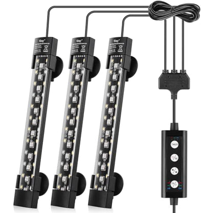 hygger Dual-Channel Controller Submersible Aquarium LED Light, 24/7 Mode Full Spectrum Hidden Fish Tank Light with 3 Rows Beads 7 Colors Auto On Off, Adjustable Timer Brightness (3)