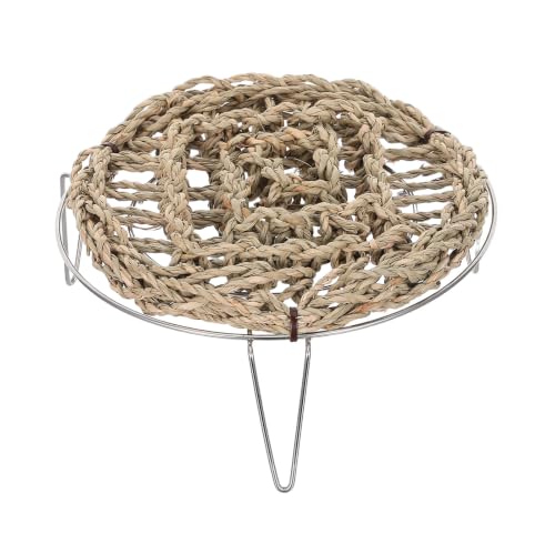Bearded Dragon Lounger and Reptile Sleeping Hammock with Straw Woven Removable Bed and Elevated Metal Legs Basking Platform for Acrylic Enclosures and Reptile Tanks