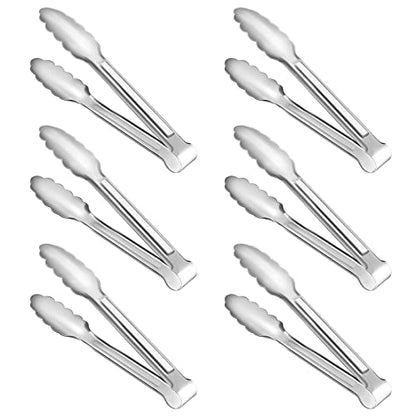 6 Pack Serving Tongs Kitchen Tongs, Buffet Tongs, Stainless Steel Food Tong Serving Tong, small tongs - size: 7Inch