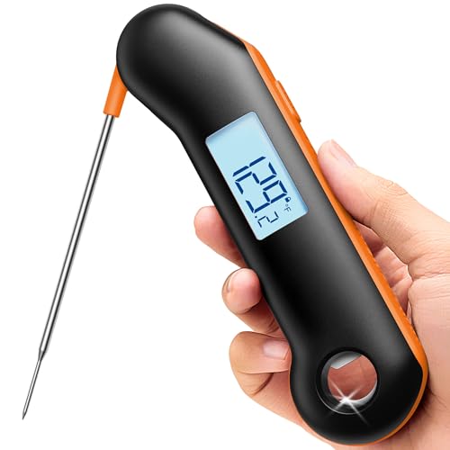 ThermoMaven Professional Meat Thermometer, Instant Read in 0.5 Sec, NIST Certified Accuracy ±0.5°F, IP67 Waterproof, Ambidextrous Backlight, Auto-Rotating Display, for BBQ/Grill/Cooking, Black&Orange - color: Black&Orange
