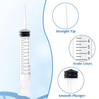 Wisdom Teeth Syringe, 12ml Dental Irrigation Syringe with Measurement, Sterile Individually Package for Oral Dental Care, Tonsil Stones Removing, Lab, Liquid, Feeding (10 Pack) - style: Straight Tip 10 Pack
