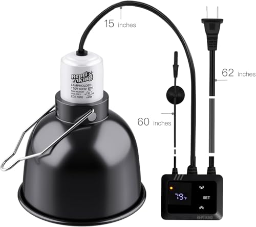 Reptile 5.5'' Light Fixture with PID Thermostat – Digital Dimming Thermostat, Ceramic Socket, Temperature Control for Reptile Heat Lamp Bulb & Ceramic Heat Emitter