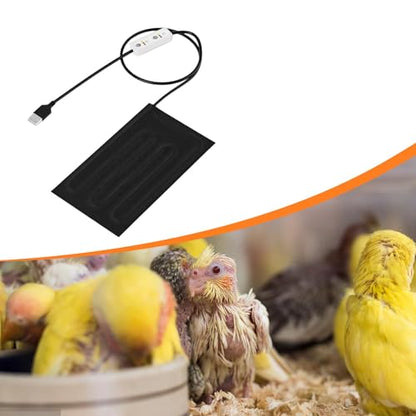 Reptile Heating Pad with Timer Multipurpose USB Terrarium Heating Mat Warming Cushion for Turtles Frogs Parrot Snake, 10cmx20cm