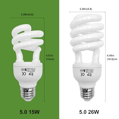 UVB Reptile Light, 5.0 15W UVA UVB Light for Reptiles, Spiral Compact Fluorescent UVB Bulb for Chameleons Tortoise Iguanas and Snakes - size: 5.5 in 5.0