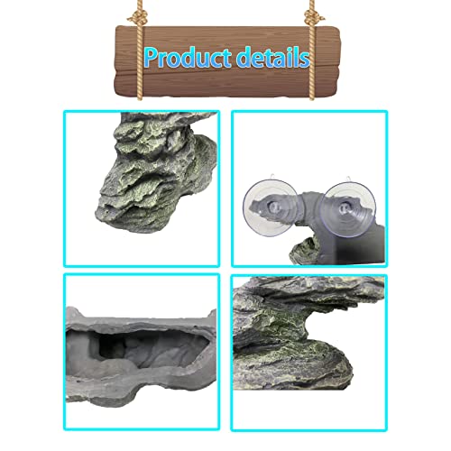 kathson Turtle Basking Platform with Suction Cup Tortoise Climbing Rest Terrace Resin Step Decoration Reptile Habitat Rock Decor for Frogs,Lizards,Geckos,Bearded Dragon-L - style: Slope